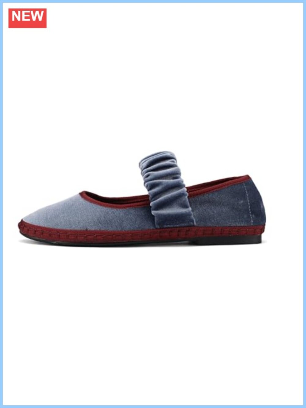 Women's Velvet Mary Jane Flats Round Toe Ballet Shoes Elastic Strap